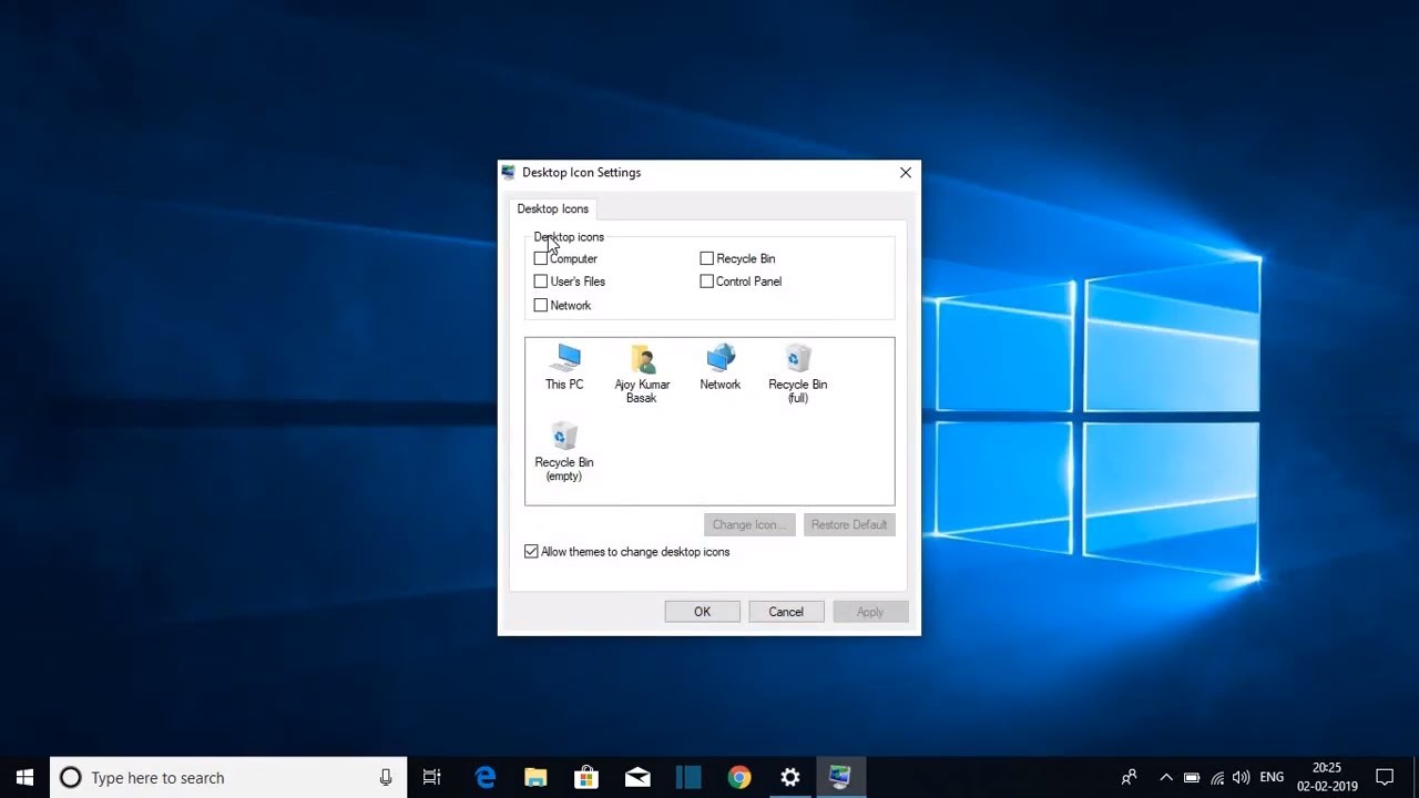 Windows 10 allow themes to change desktop icons